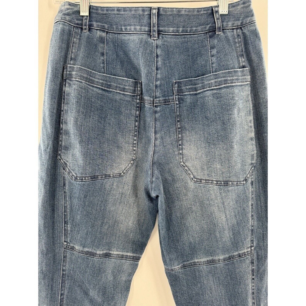 Tibi Jeans Size 6 Vintage Stone Slouchy Rouched Blue Cropped Denim Pants Women’s - Picture 10 of 16